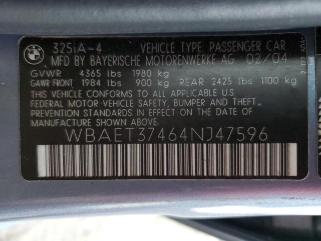 Photo 10 from auction – 2004 BMW 325 I with VIN WBAET37464NJ47596