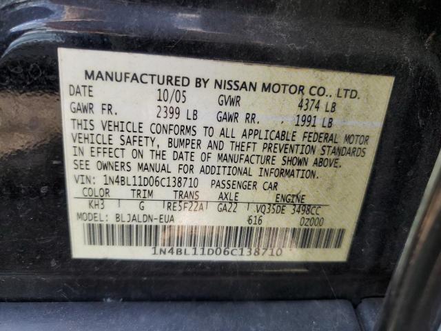 Photo 10 from auction – 2006 NISSAN ALTIMA SE with VIN 1N4BL11D06C138710