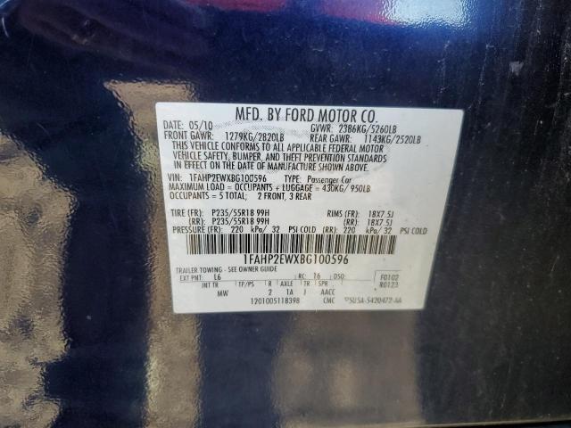 Photo 10 from auction – 2011 FORD TAURUS SEL with VIN 1FAHP2EWXBG100596