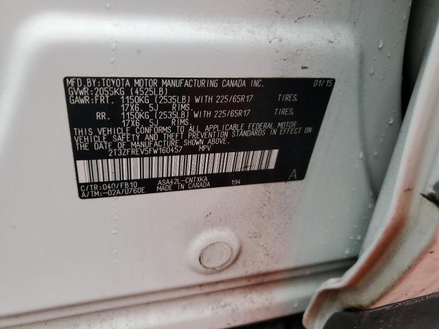 Photo 10 from auction – 2015 TOYOTA RAV4 LE with VIN 2T3ZFREV5FW160457