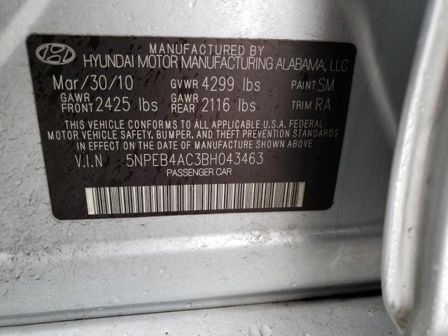 Photo 10 from auction – 2011 HYUNDAI SONATA GLS with VIN 5NPEB4AC3BH043463