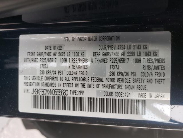 Photo 10 from auction – 2022 MAZDA CX-5 PREFE with VIN JM3KFBCMXN0565680