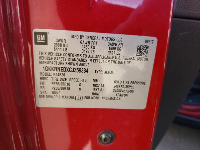 Photo 10 from auction – 2012 GMC ACADIA SLE with VIN 1GKKRNEDXCJ359334