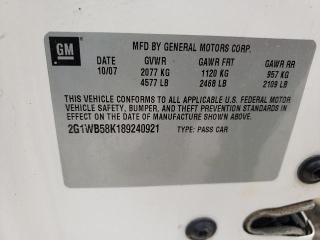 Photo 10 from auction – 2008 CHEVROLET IMPALA LS with VIN 2G1WB58K189240921