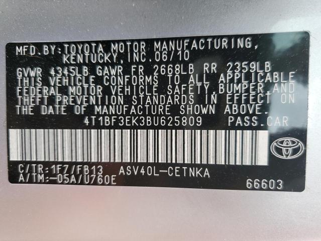 Photo 10 from auction – 2011 TOYOTA CAMRY BASE with VIN 4T1BF3EK3BU625809