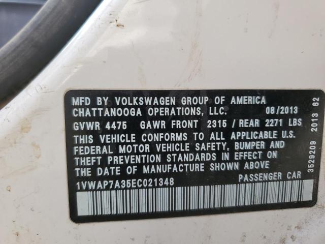 Photo 10 from auction – 2014 VOLKSWAGEN PASSAT S with VIN 1VWAP7A35EC021348