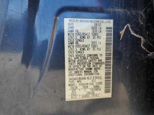 Photo 10 from auction – 2008 NISSAN PATHFINDER with VIN 5N1AR18UX8C623901