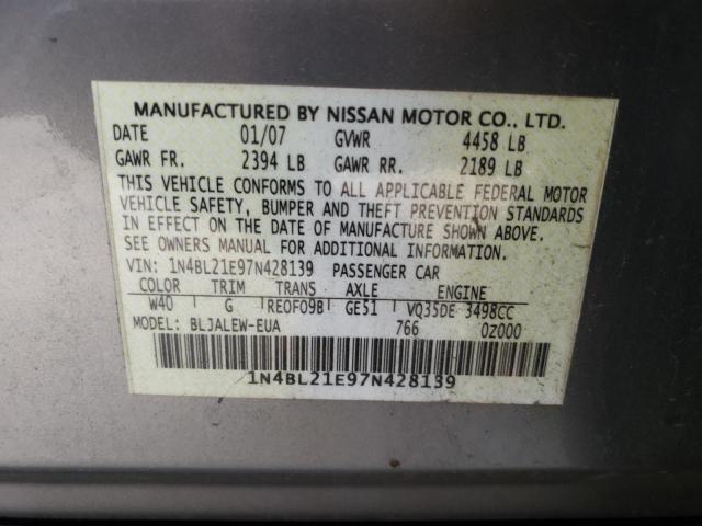 Photo 10 from auction – 2007 NISSAN ALTIMA 3.5 with VIN 1N4BL21E97N428139