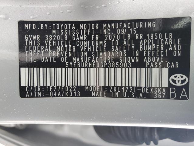 Photo 10 from auction – 2016 TOYOTA COROLLA L with VIN 5YFBURHE0GP385903