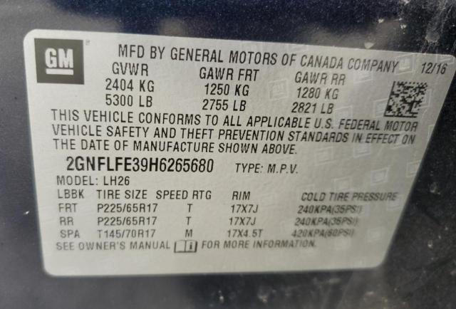 Photo 10 from auction – 2017 CHEVROLET EQUINOX LT with VIN 2GNFLFE39H6265680
