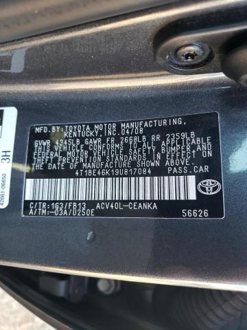 Photo 10 from auction – 2009 TOYOTA CAMRY BASE with VIN 4T1BE46K19U817084