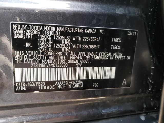 Photo 10 from auction – 2021 TOYOTA RAV4 LE with VIN 2T3H1RFV4MC133693