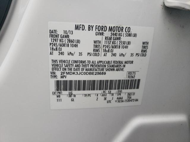 Photo 10 from auction – 2013 FORD EDGE SEL with VIN 2FMDK3JC0DBE25689
