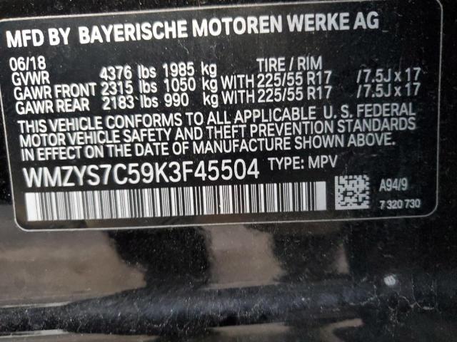 Photo 10 from auction – 2019 MINI COOPER COU with VIN WMZYS7C59K3F45504