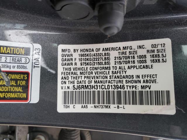 Photo 10 from auction – 2012 HONDA CR-V LX with VIN 5J6RM3H31CL013946