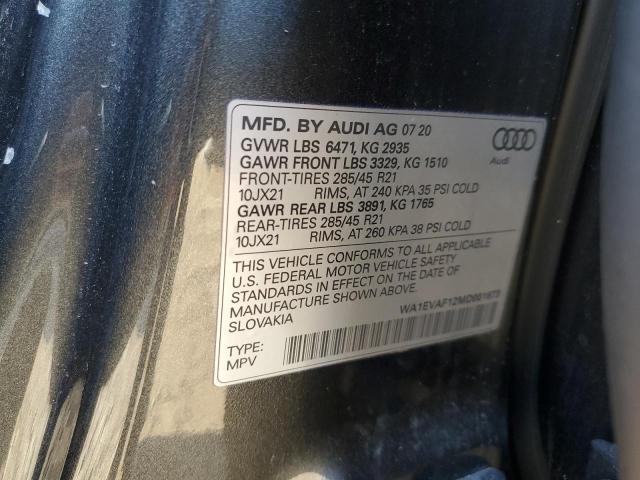 Photo 10 from auction – 2021 AUDI Q8 PREMIUM with VIN WA1EVAF12MD001673