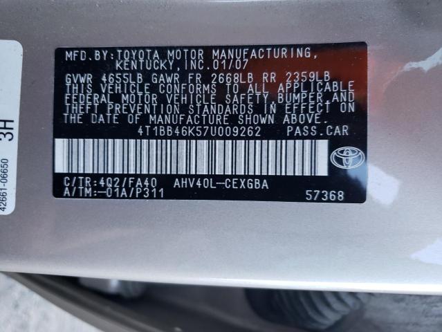 Photo 10 from auction – 2007 TOYOTA CAMRY HYBR with VIN 4T1BB46K57U009262