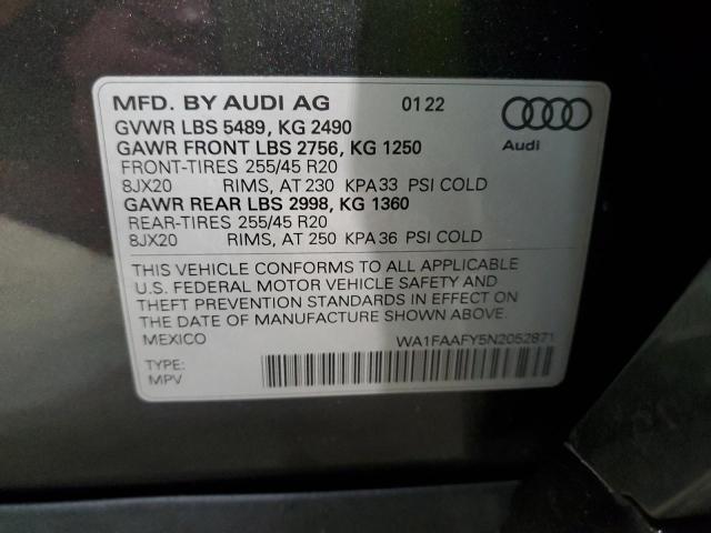 Photo 10 from auction – 2022 AUDI Q5 PRESTIG with VIN WA1FAAFY5N2052871