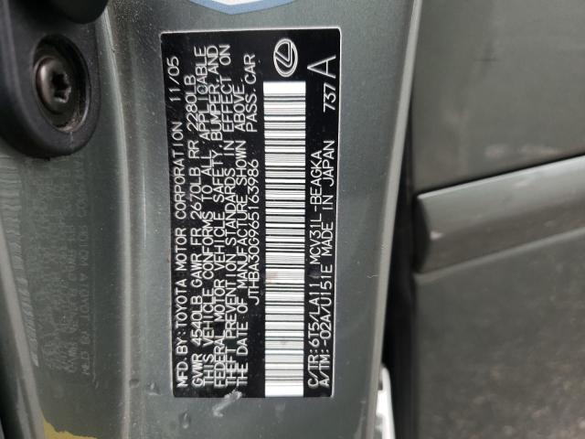 Photo 10 from auction – 2006 LEXUS ES 330 with VIN JTHBA30G965163986
