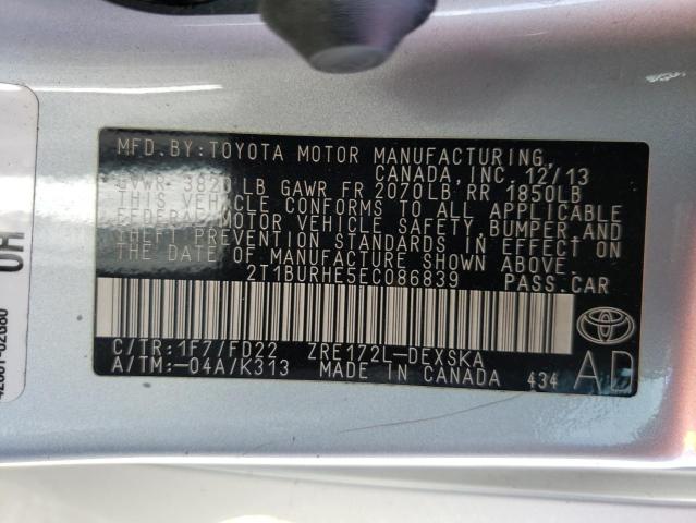 Photo 10 from auction – 2015 TOYOTA COROLLA with VIN 2T1BURHE5EC086839