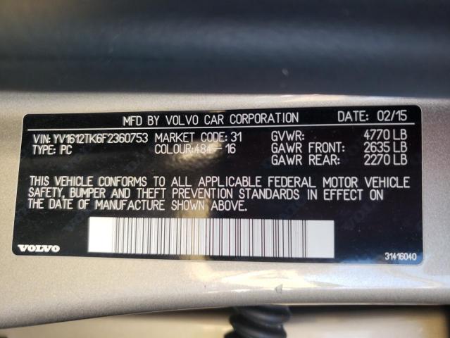 Photo 10 from auction – 2015 VOLVO S60 PREMIE with VIN YV1612TK6F2360753
