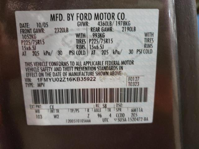 Photo 10 from auction – 2006 FORD ESCAPE XLS with VIN 1FMYU02Z16KB35922