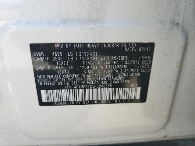 Photo 10 from auction – 2017 SUBARU OUTBACK TO with VIN 4S4BSATC5H3248555