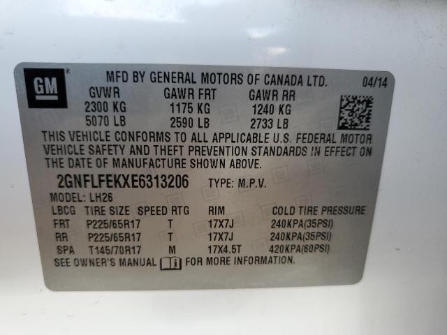 Photo 10 from auction – 2014 CHEVROLET EQUINOX LT with VIN 2GNFLFEKXE6313206