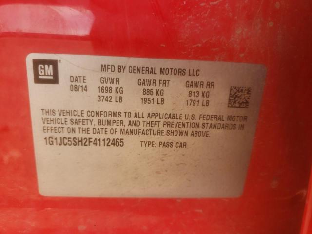 Photo 10 from auction – 2015 CHEVROLET SONIC LT with VIN 1G1JC5SH2F4112465