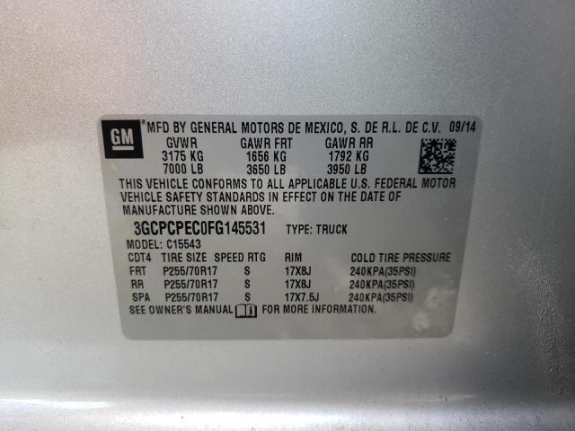 Photo 10 from auction – 2015 CHEVROLET SILVERADO with VIN 3GCPCPEC0FG145531