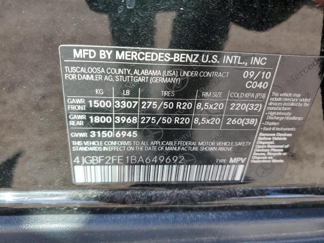 Photo 10 from auction – 2011 MERCEDES-BENZ GL 350 BLU with VIN 4JGBF2FE1BA649692