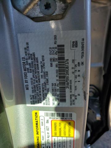 Photo 10 from auction – 2017 FORD FUSION SE with VIN 3FA6P0H73HR387376