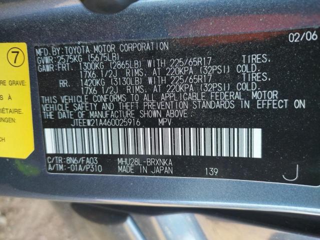 Photo 10 from auction – 2006 TOYOTA HIGHLANDER with VIN JTEEW21A460025916