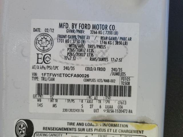 Photo 10 from auction – 2012 FORD F150 SUPER with VIN 1FTFW1ET0CFA90026
