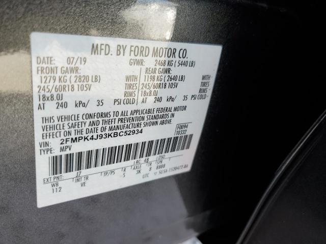 Foto 10 de la subasta – 2019 FORD EDGE SEL con VIN 2FMPK4J93KBC52934