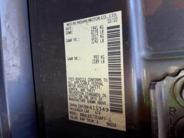 Photo 10 from auction – 2011 NISSAN ALTIMA BAS with VIN 1N4AL2AP2BN415349