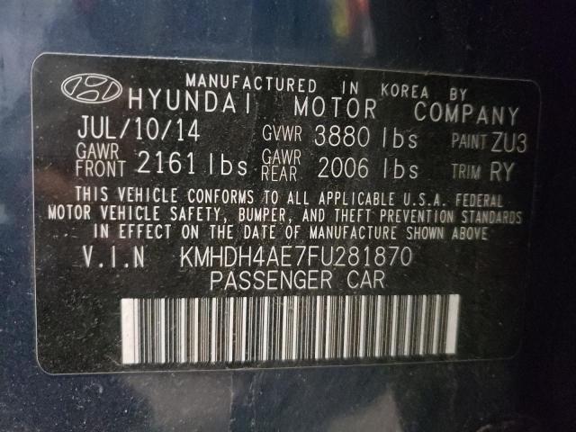 Photo 10 from auction – 2015 HYUNDAI ELANTRA with VIN KMHDH4AE7FU281870
