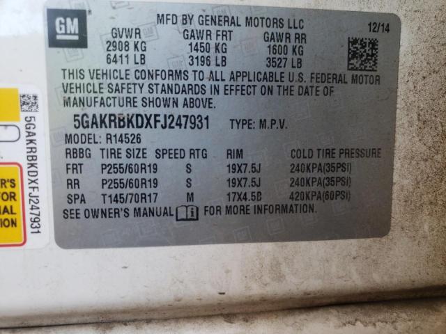 Photo 10 from auction – 2015 BUICK ENCLAVE with VIN 5GAKRBKDXFJ247931