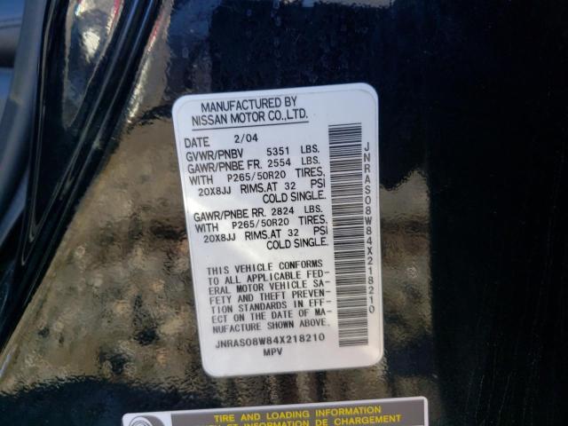 Photo 10 from auction – 2004 INFINITI FX35 with VIN JNRAS08W84X218210