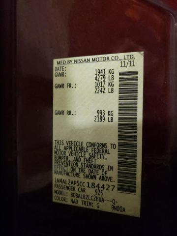 Photo 10 from auction – 2012 NISSAN ALTIMA BAS with VIN 1N4AL2AP5CC184427