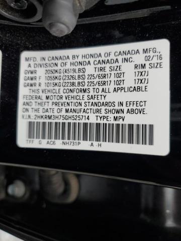 Photo 10 from auction – 2016 HONDA CR-V EXL with VIN 2HKRM3H75GH525714