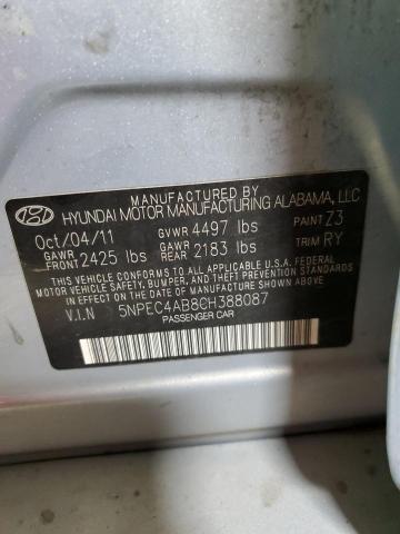 Photo 10 from auction – 2012 HYUNDAI SONATA SE with VIN 5NPEC4AB8CH388087