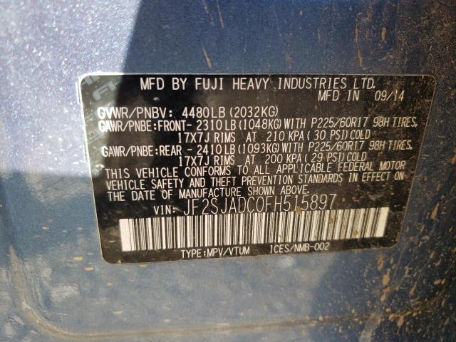 Photo 10 from auction – 2015 SUBARU FORESTER 2 with VIN JF2SJADC0FH515897