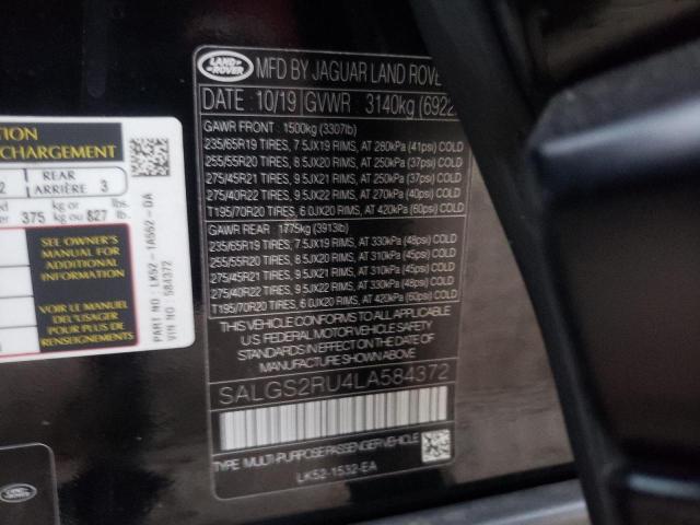 Photo 10 from auction – 2020 LAND ROVER RANGE ROVE with VIN SALGS2RU4LA584372