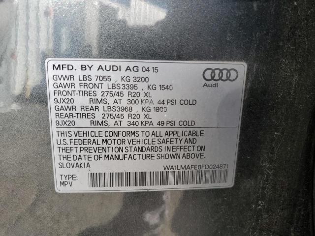 Photo 10 from auction – 2015 AUDI Q7 TDI PRE with VIN WA1LMAFE0FD024871