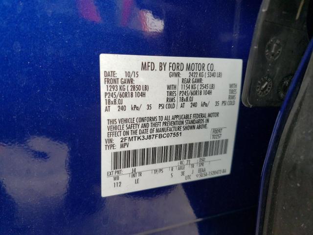 Photo 10 from auction – 2015 FORD EDGE SEL with VIN 2FMTK3J87FBC07551