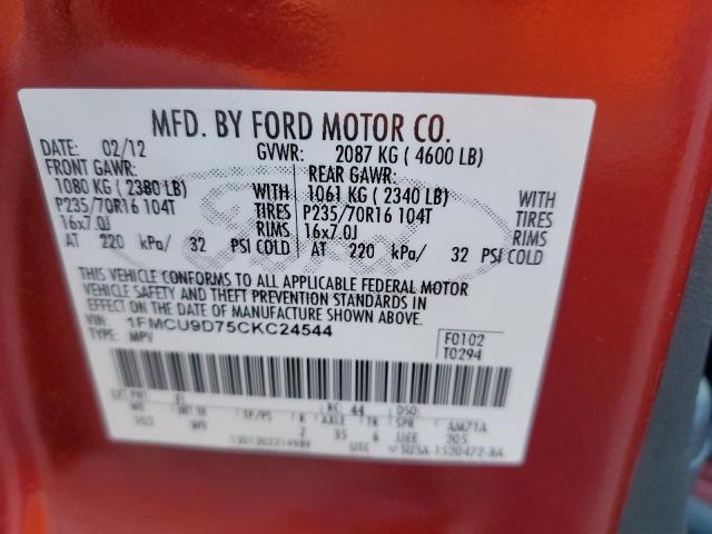 Photo 10 from auction – 2012 FORD ESCAPE XLT with VIN 1FMCU9D75CKC24544