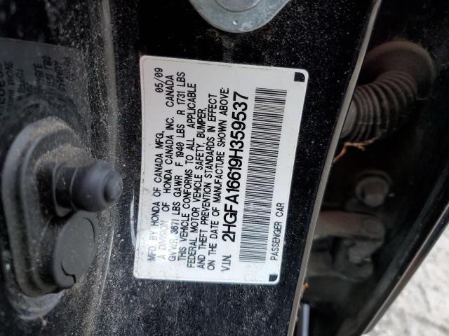 Photo 10 from auction – 2009 HONDA CIVIC with VIN 2HGFA16619H359537