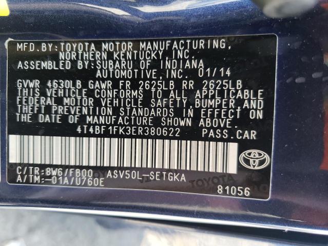 Photo 10 from auction – 2014 TOYOTA CAMRY L with VIN 4T4BF1FK3ER380622