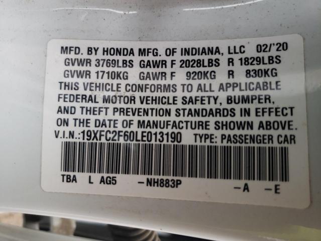 Photo 10 from auction – 2020 HONDA CIVIC LX with VIN 19XFC2F60LE013190